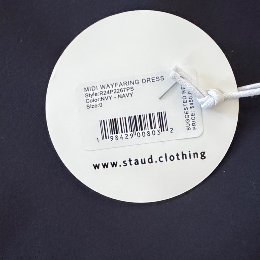 STAUD Navy Midi Wayfaring Dress. Size 0. NWT. - Picture 8 of 8